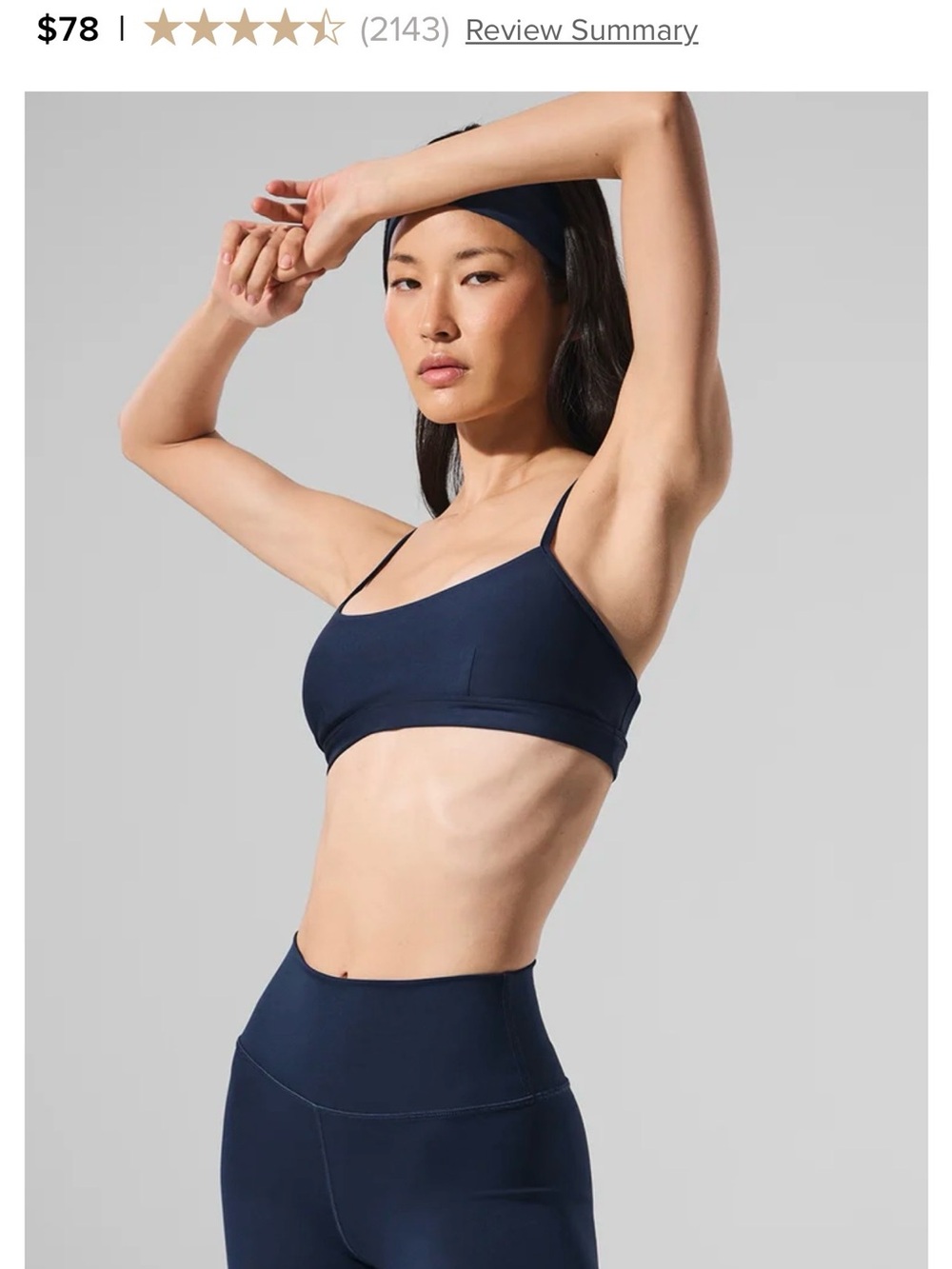 ALO Yoga Navy Seamless Thin-strap Bralette